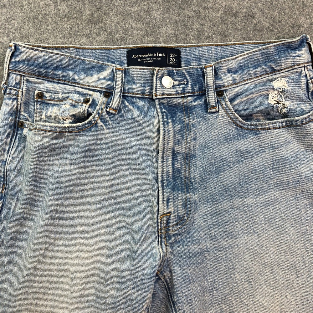 Abercrombie and Fitch Vintage Straight Mens Jeans 32x30 (fits 34x29) Light Wash - Picture 4 of 15